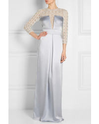 Temperley London Klara Embellished Tulle Paneled Satin Crepe Gown