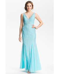 Sean Collection Embellished Mesh Trumpet Gown