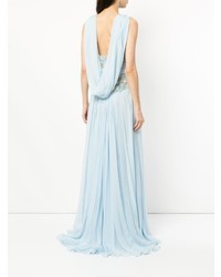 Zuhair Murad V Neck Draped Gown With Embellished Bodice