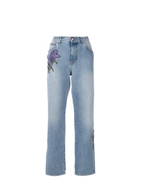 Alexander McQueen Embroidered Straight Leg Jeans