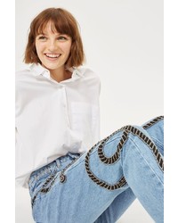 Topshop Limited Edition Moto Rope Embellished Mom Jeans