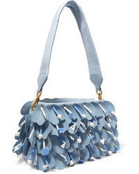 Miu Miu Swimming Embellished Appliqud Leather Shoulder Bag Blue