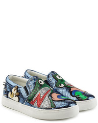 Marc Jacobs Embellished Leather Slip On Sneakers