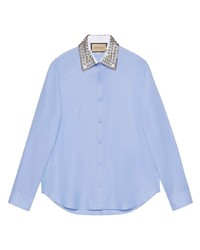 Gucci Crystal Embellished Collar Shirt