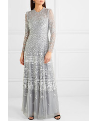 Needle & Thread Aurora Ruffled Sequined Tulle Gown