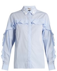 Muveil Ruffle Trimmed Embellished Cotton Shirt