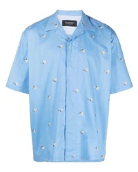 Light Blue Embellished Short Sleeve Shirt