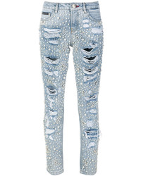 Light Blue Embellished Skinny Jeans