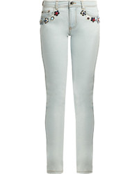 Fendi Flower Stud Embellished Mid Rise Skinny Jeans