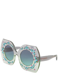 Light Blue Embellished Sunglasses