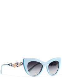Dolce & Gabbana Cat Eye Embellished Acetate And Silver Tone Sunglasses Blue