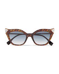 Fendi Crystal Embellished Cat Eye Printed Tortoiseshell Acetate Sunglasses
