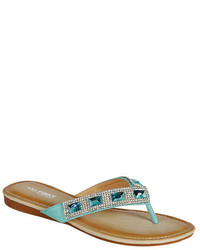 Light Blue Embellished Thong Sandals