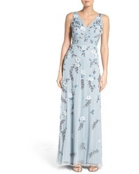 Adrianna Papell Beaded Applique Gown