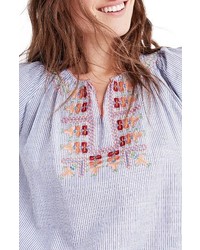 Madewell Embroidered Penny Peasant Top