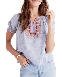 Madewell Embroidered Penny Peasant Top