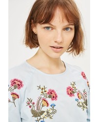 Topshop Embroidered Poplin Top