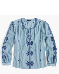 J.Crew Tall Embroidered Peasant Top