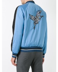 Lanvin Embroidered Patch Baseball Bomber Blue