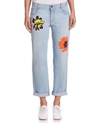 Stella McCartney Flower Patch Embroidered Skinny Boyfriend Jeans