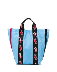 Light Blue Embroidered Canvas Tote Bag