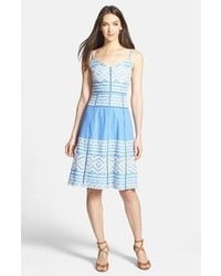 Tory Burch Tiara Embroidered Cotton A Line Dress