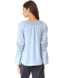 Cupcakes And Cashmere Kendi Embroidered Chambray Top