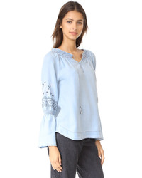 Cupcakes And Cashmere Kendi Embroidered Chambray Top