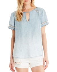 Michael Stars Michl Stars Embroidered Inset Chambray Top