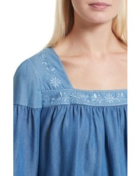 Kate Spade New York Embroidered Chambray Top