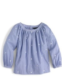 J.Crew Petite Perfect Embroidered Chambray Top