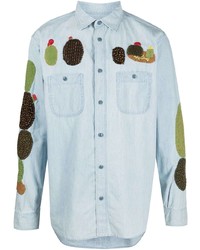 KAPITAL Chambray Work Cactus Embroidered Shirt
