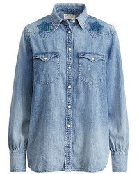 Light Blue Embroidered Chambray Shirt