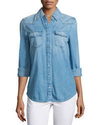 AG Jeans Ag Sutton Embroidered Chambray Shirt