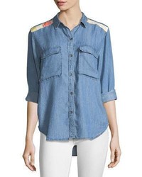 Rails Jimi Button Front Chambray Shirt W Embroidery