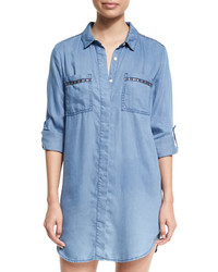 Seafolly Embroidered Beach Tunic Shirt Washed Chambray
