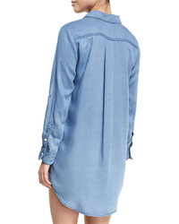 Seafolly Embroidered Beach Tunic Shirt Washed Chambray