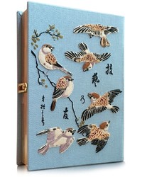 Olympia Le-Tan Birds Light Blue Cotton Book Clutch