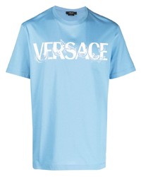 Versace Barocco Silhouette Print Cotton T Shirt