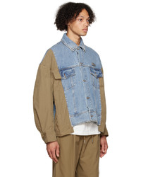 Feng Chen Wang Blue Brown Deconstructed Denim Jacket