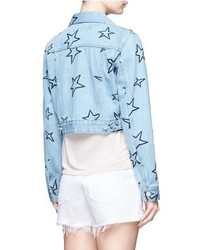 Etre Cecile Star Embroidered Cropped Denim Jacket