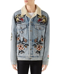 Gucci Fleece Lined Embroidered Denim Jacket