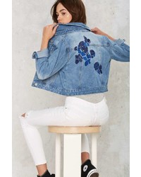 Factory One With The Flowers Embroidered Denim Jacket