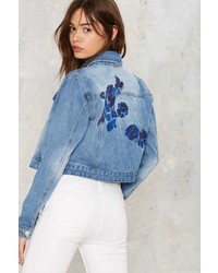 Factory One With The Flowers Embroidered Denim Jacket