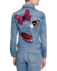 Alexander McQueen Sequin Embroidered Denim Jacket