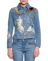 Alexander McQueen Sequin Embroidered Denim Jacket