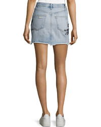 Rag & Bone Jean Dive Embroidered Denim Mini Skirt Indigo