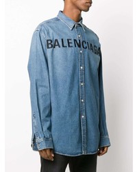 Balenciaga Embroidered Logo Denim Shirt