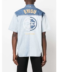 Evisu Logo Embroidered Denim Shirt