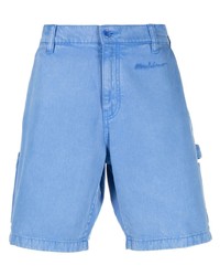 Light Blue Embroidered Denim Shorts